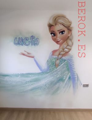 Graffiti Frozen Elsa Lucia Habitacion Infantil Murales Barcelona Cuarto 300x100000